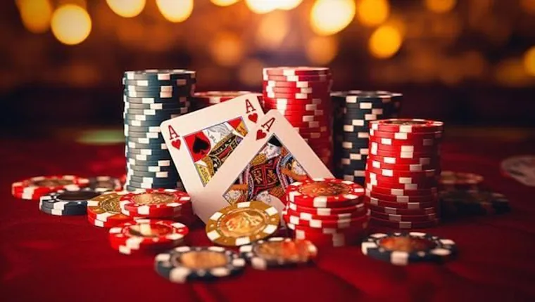 Single-deck blackjack table with minimal cards on display